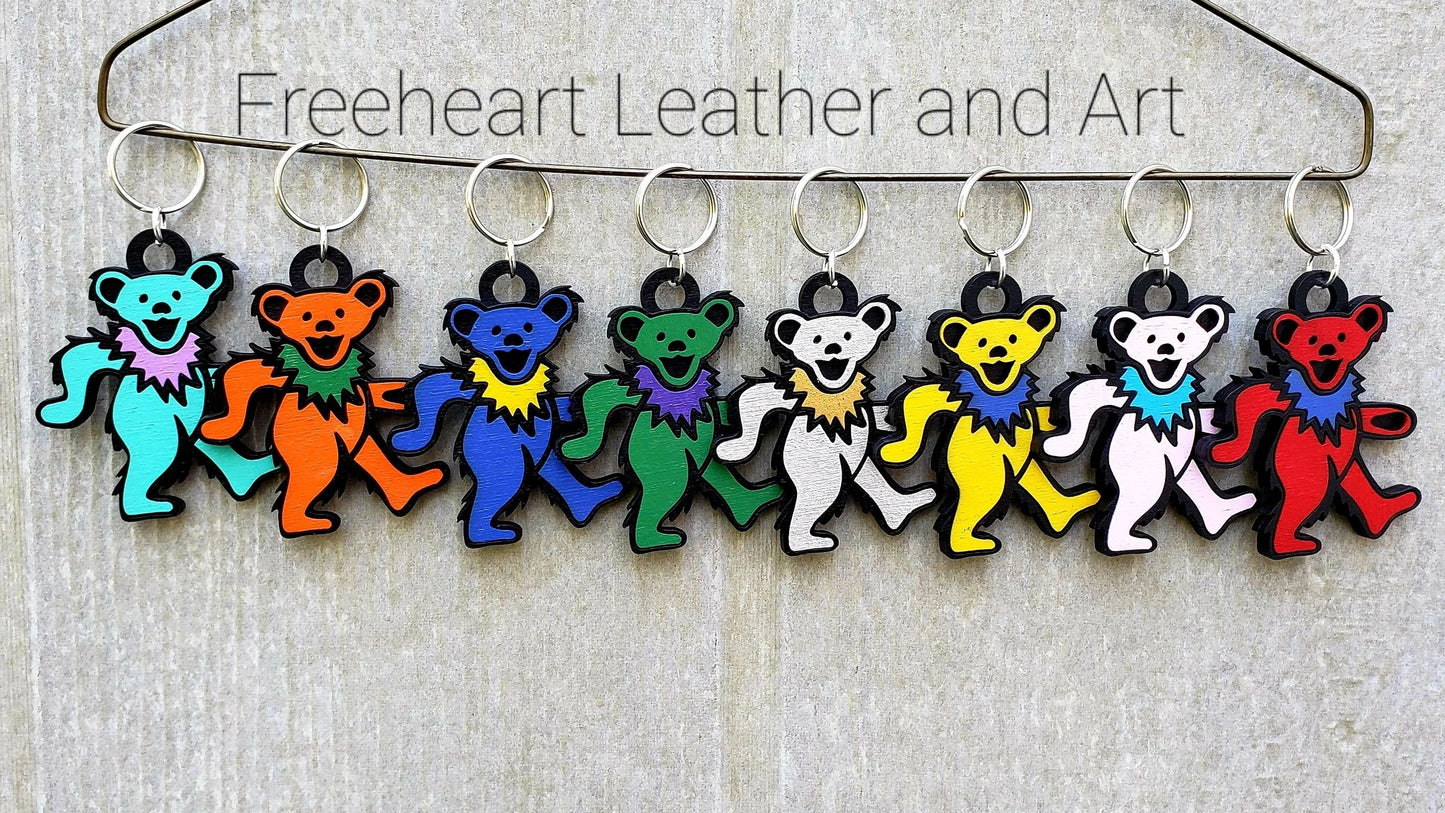 Dancing Bears Wood Keychain