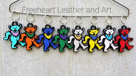 Dancing Bears Wood Keychain