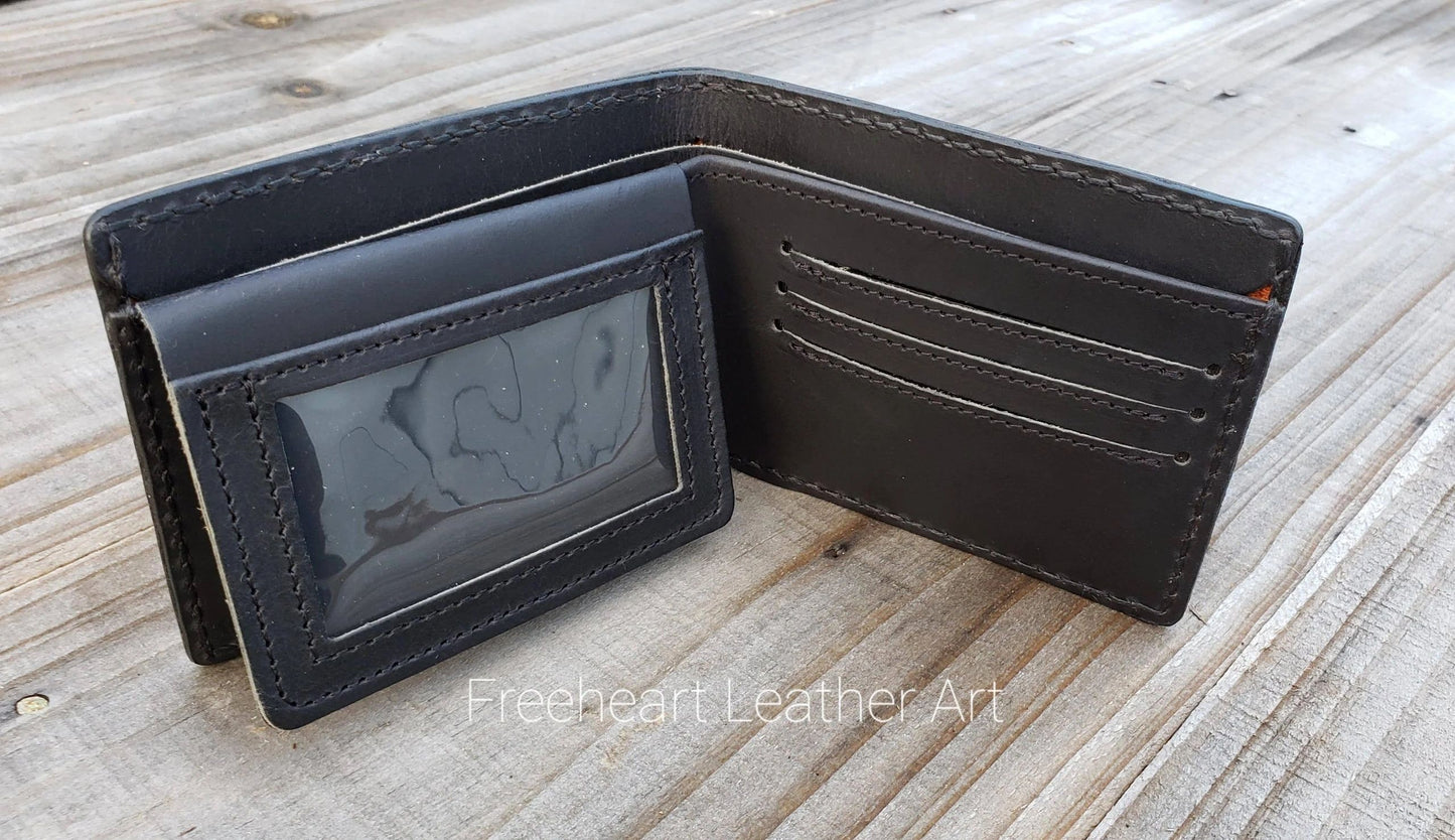 Leather Wallet Grateful Skull Painted and Bolt