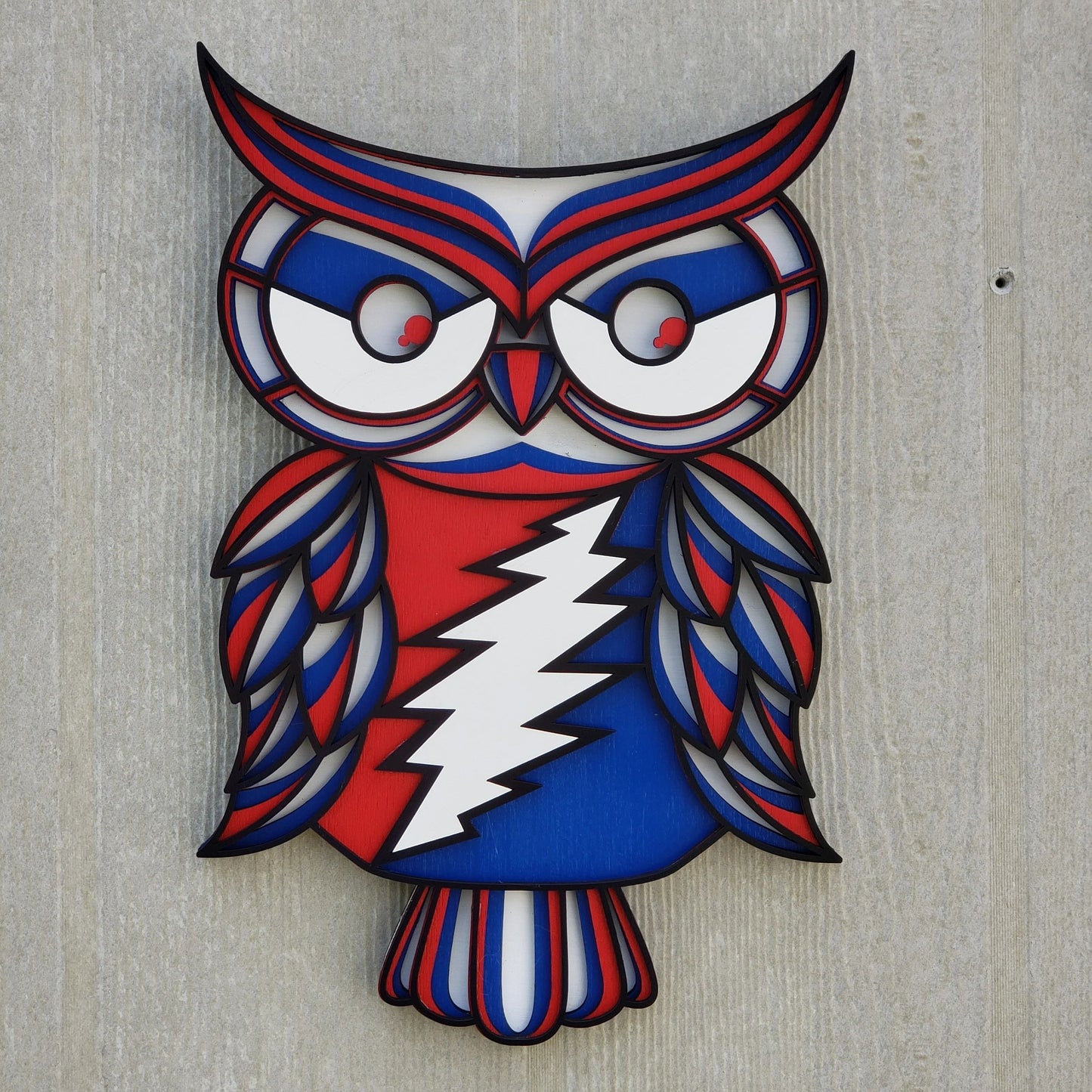 Grateful Dead Owl Wall Art, 13 Point Bolt, Owl, Owl Art, Grateful Dead, Grateful, Dead, Lightning