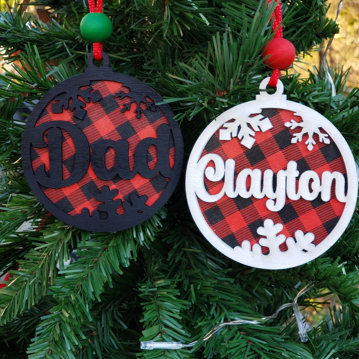 Custom Name Christmas Ornaments, Buffalo Check, Plaid, Buffalo, Christmas, Ornaments, Christmas Gift, Holidays, Personalized Gift