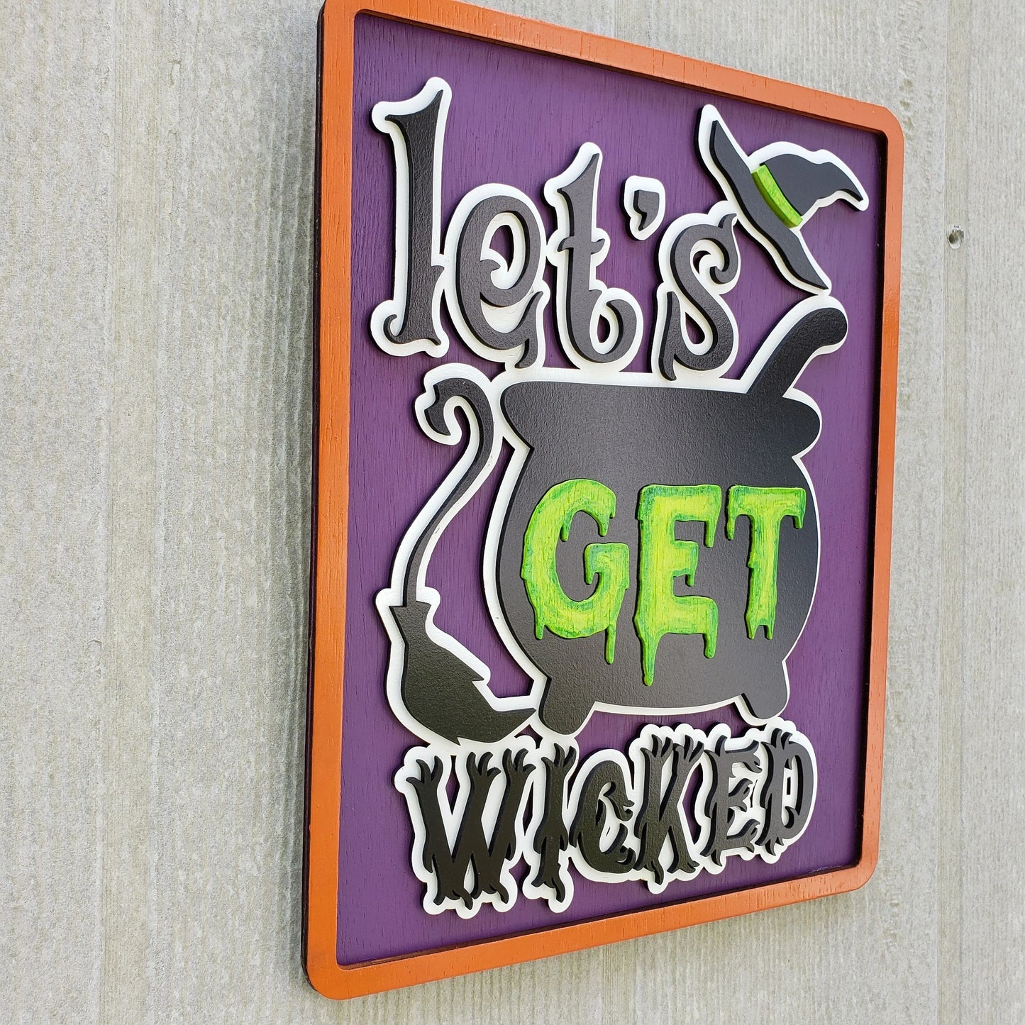 Let's Get Wicked Halloween Sign Fall Home Decor