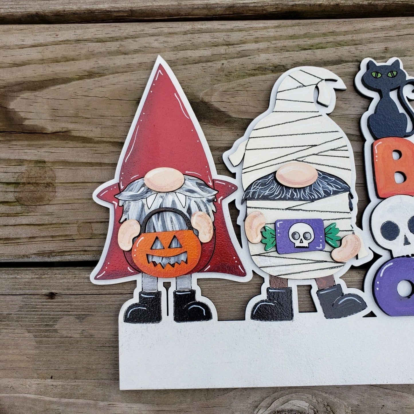 12" Welcome Halloween Gnomes Interchangeable Sign Inserts- Halloween Gnomes Fall Pumpkin Door Hanger