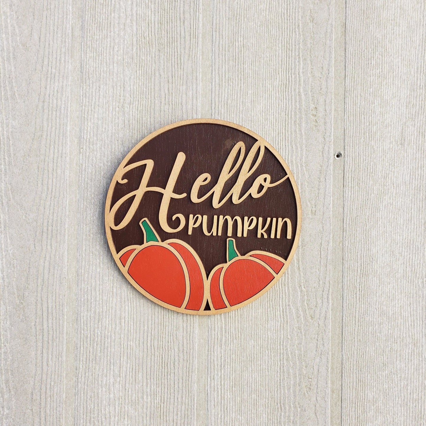 Hello Pumpkin Wall Sign, Fall Decor, Pumpkin Door Hanger