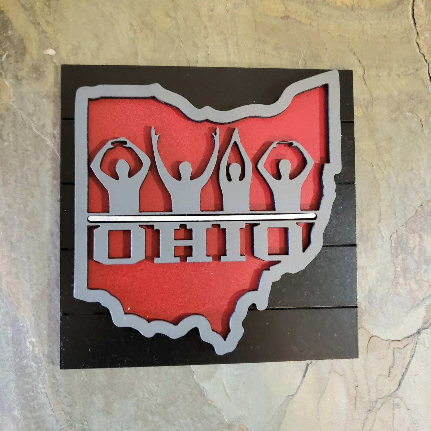 O-H-I-O Home Leaning Sign