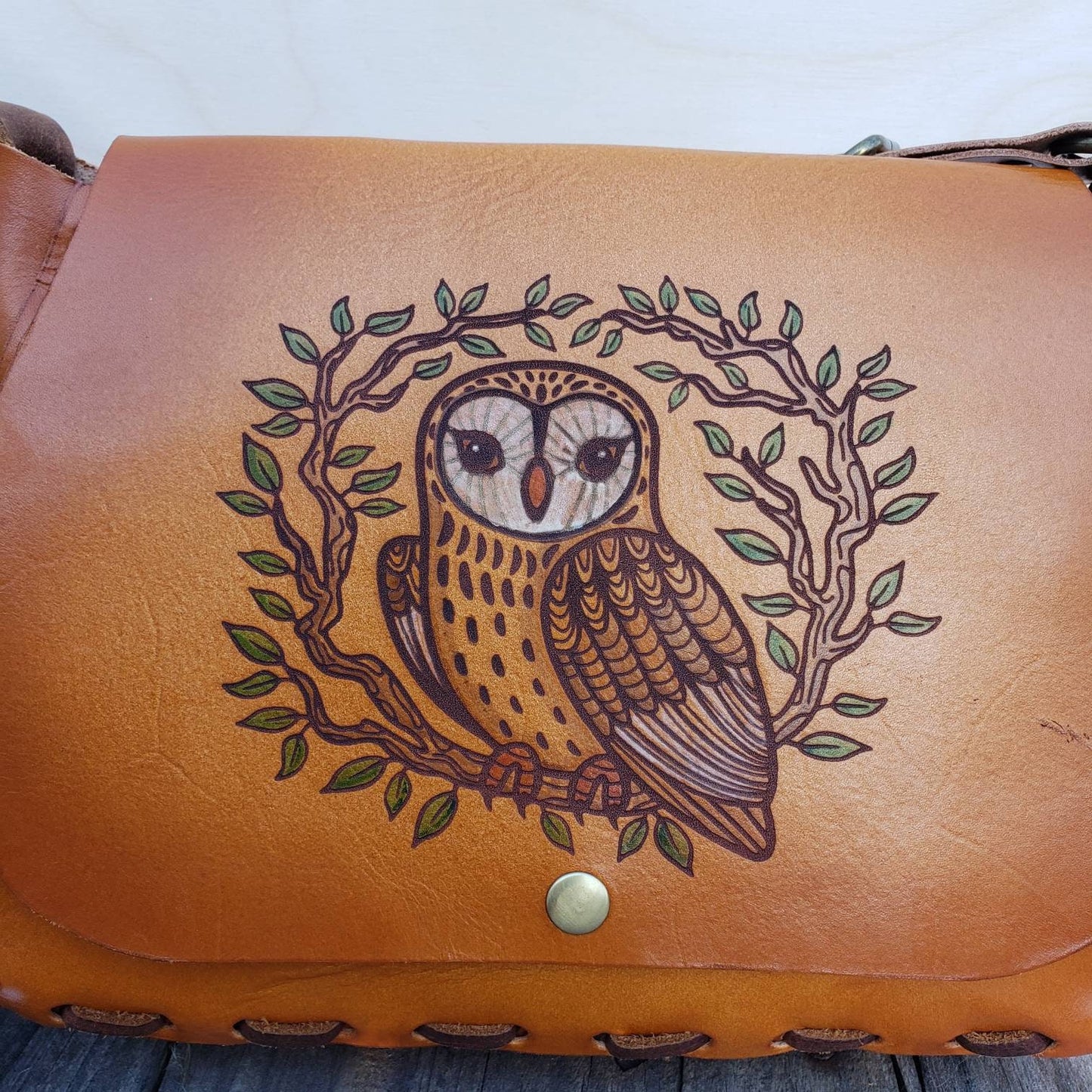 Owl Leather Purse - Handmade Owl Crossbody